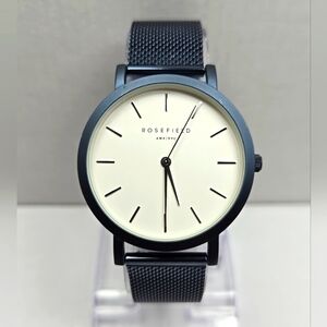 Rosefield RF36M15471 Blue Mesh Quartz Watch 38mm Womens New Battery Minimalist